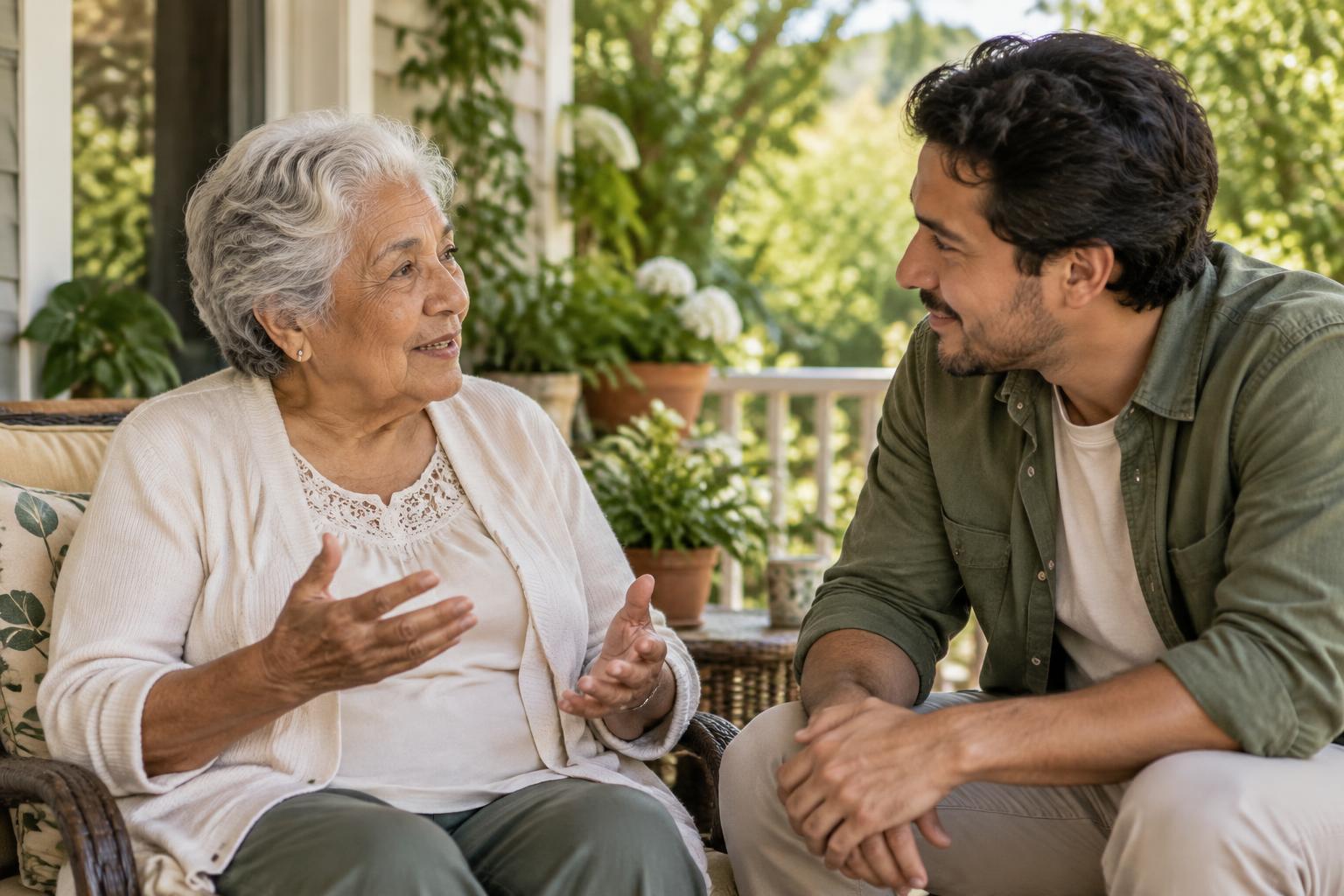 Grandmother telling story to her grandson for LegacyCloud memories